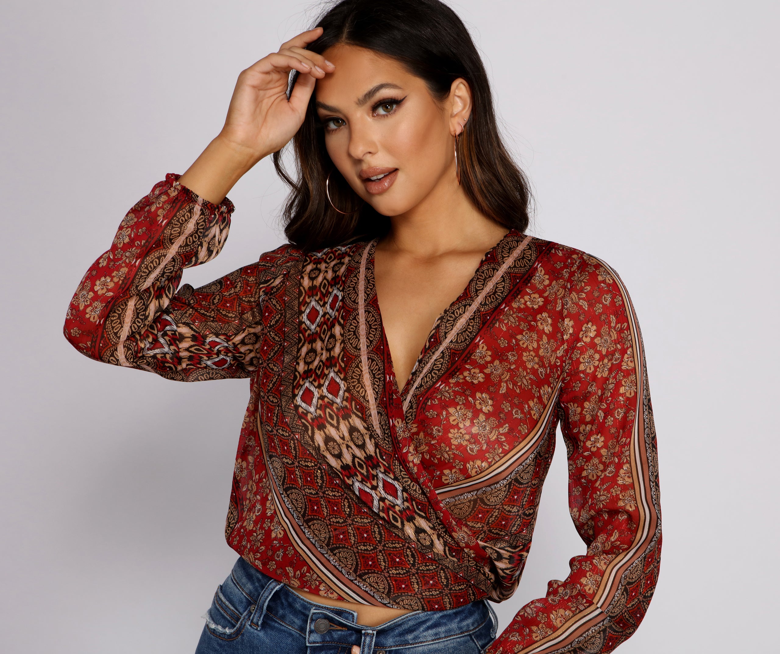 Bohemian Beauty Surplice Tie Back Top