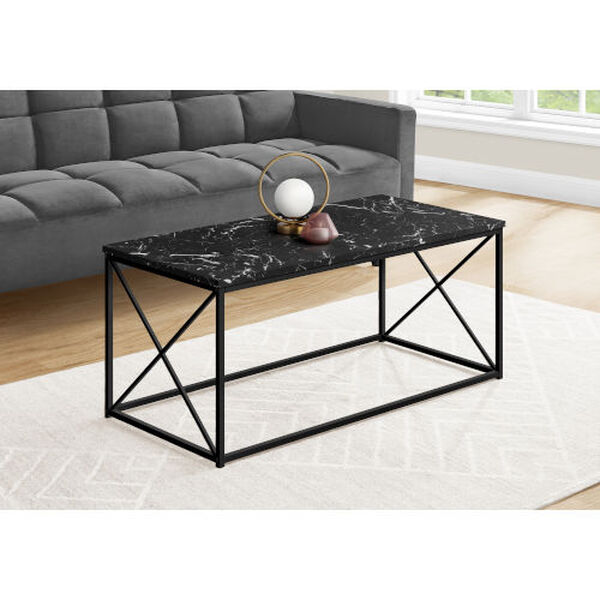 Black Marble X-Leg Coffee Table