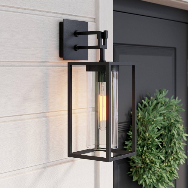 Sedona Outdoor Wall Sconce Light Fixture Black clear Nathan James