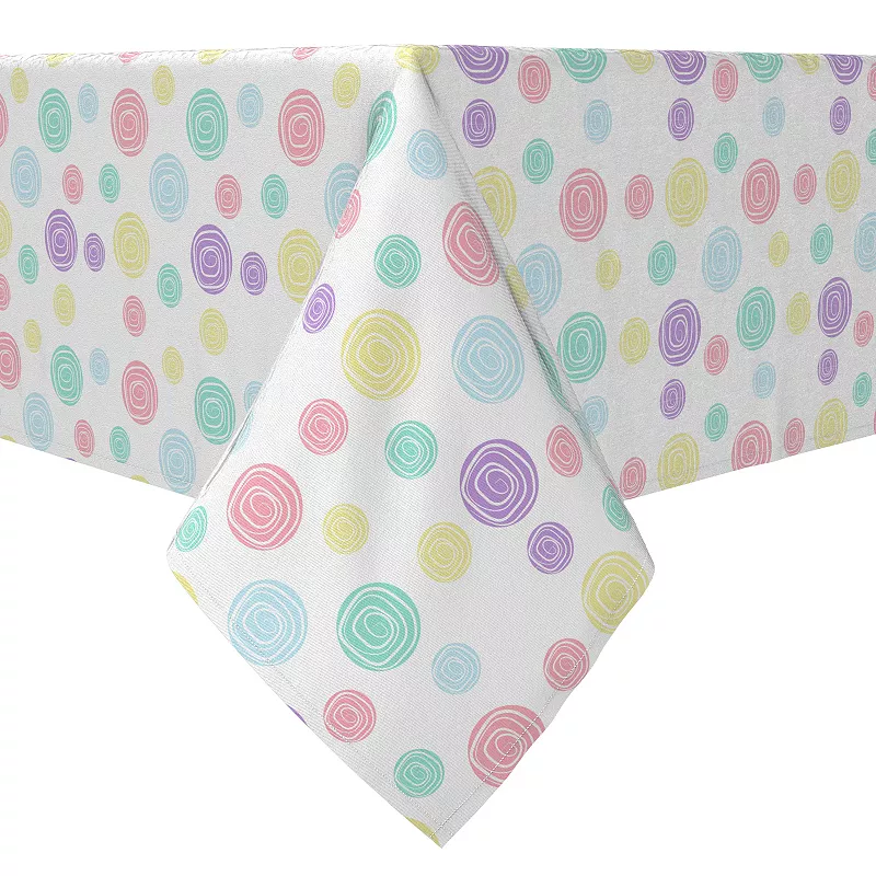 Square Tablecloth， 100% Cotton， 60x60， Drawn Pastel Dots