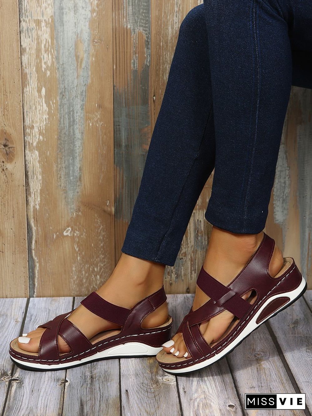 Casual Elastic Low Heel Sandals