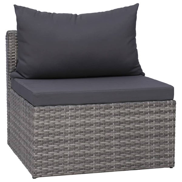 3 Piece Garden Sofa Set with Cushions Gray Poly Rattan - Overstock - 35097607