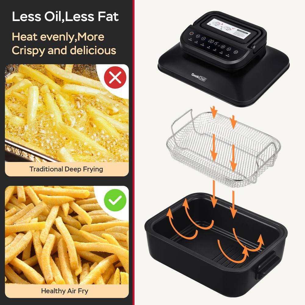 Tafole 6 qt. Matte Black Smokeless Electric Grill Air Fryer with Preset Function and Removable Non-Stick Plate PYHD-8220