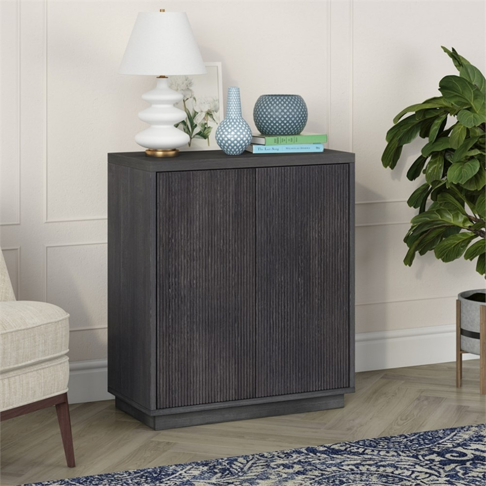 Henn ampHart 27.75 quot Dark Gray Accent Cabinet   Transitional   Accent Chests And Cabinets   by Homesquare  Houzz