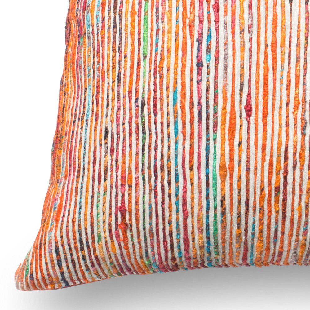 Recycled Sari Silk Stripe Square 22 inch Throw Pillow or Pillow Cover