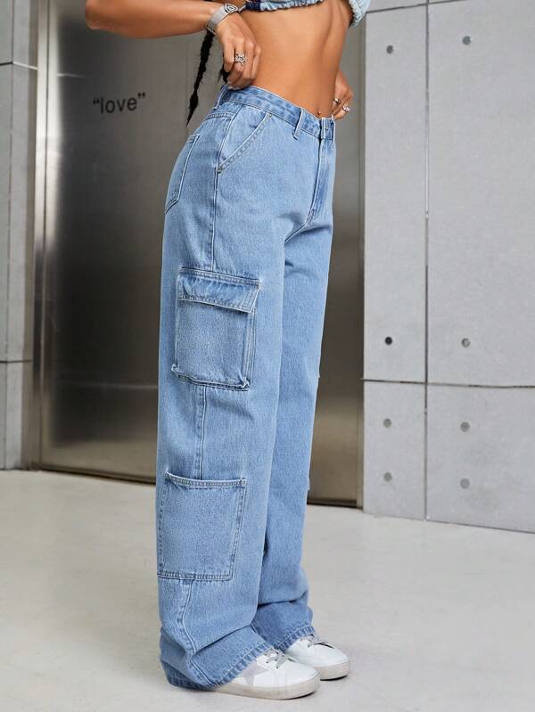 Flap Pocket Cargo Jeans