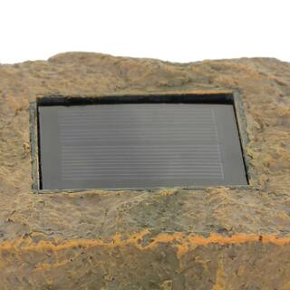 Hampton Bay Solar Sand Stone Outdoor Integrated LED Landscape Rock Pillar Path Light (2-Pack) 49856