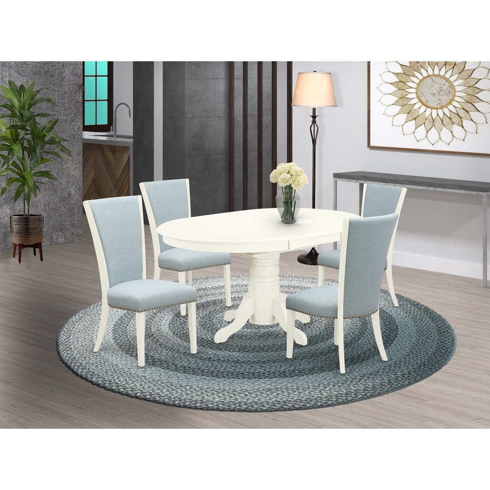 East West Furniture Kitchen Table   Chairs Set   a Round Dining Table with Pedestal and Parsons Chairs (FINISH   PIECES OPTION)