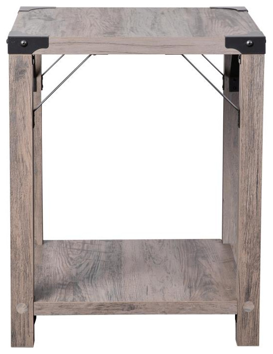 Gray Wash 2 Tier Side Table   Farmhouse   Side Tables And End Tables   by Pot Racks Plus  Houzz