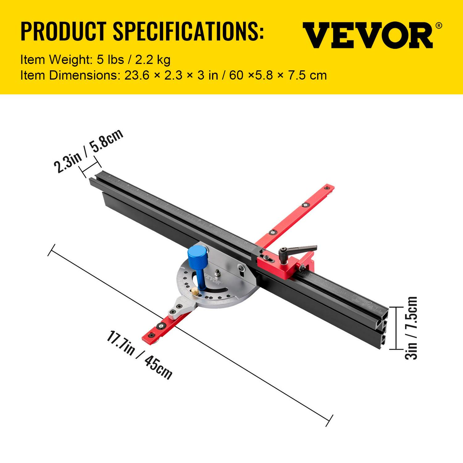 VEVOR Precision Miter Gauge Fence System Woodworking Tools DIY Accessiories for Table Saw，Band Saw，Router Table