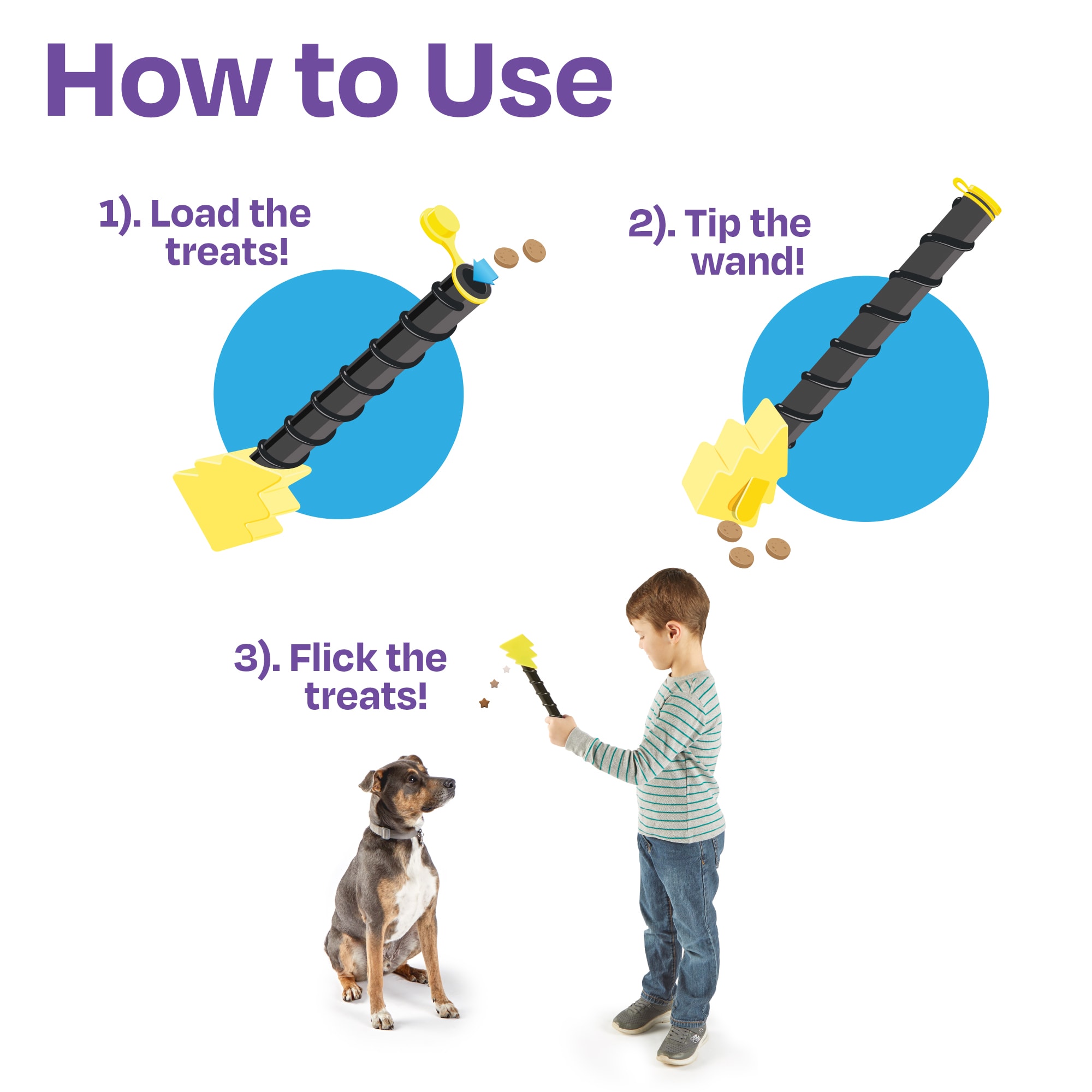 BRIGHTKINS Magic Wand Treat Dispenser Bolt Dog Toy， Large