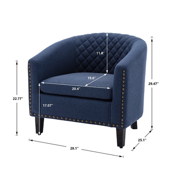 Stylish and Comfortable Barrel Chair for Home Decor， Navy Linen