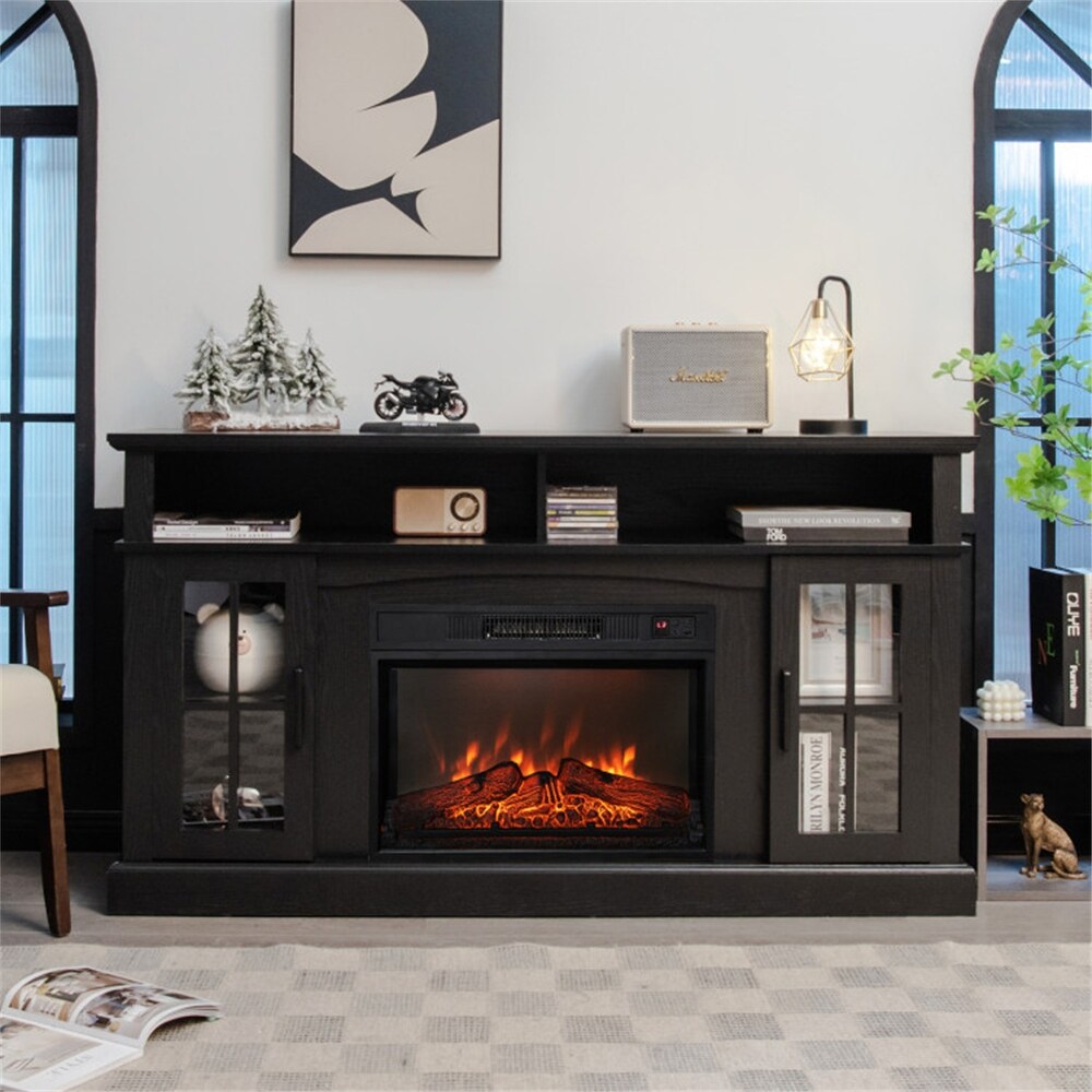 Mordern Fireplace TV Stand for TVs Up to 65 Inch with Cabinets