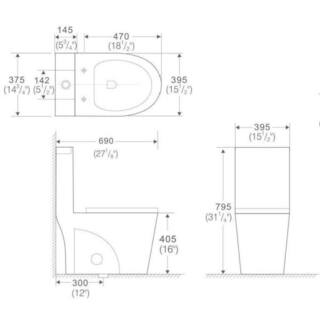 INSTER 1-Piece 1.11.6 GPF High-Performance Vortex Dual Flush Elongated Toilet in Glossy White Soft Close Seat Included WSHDRMTO0001