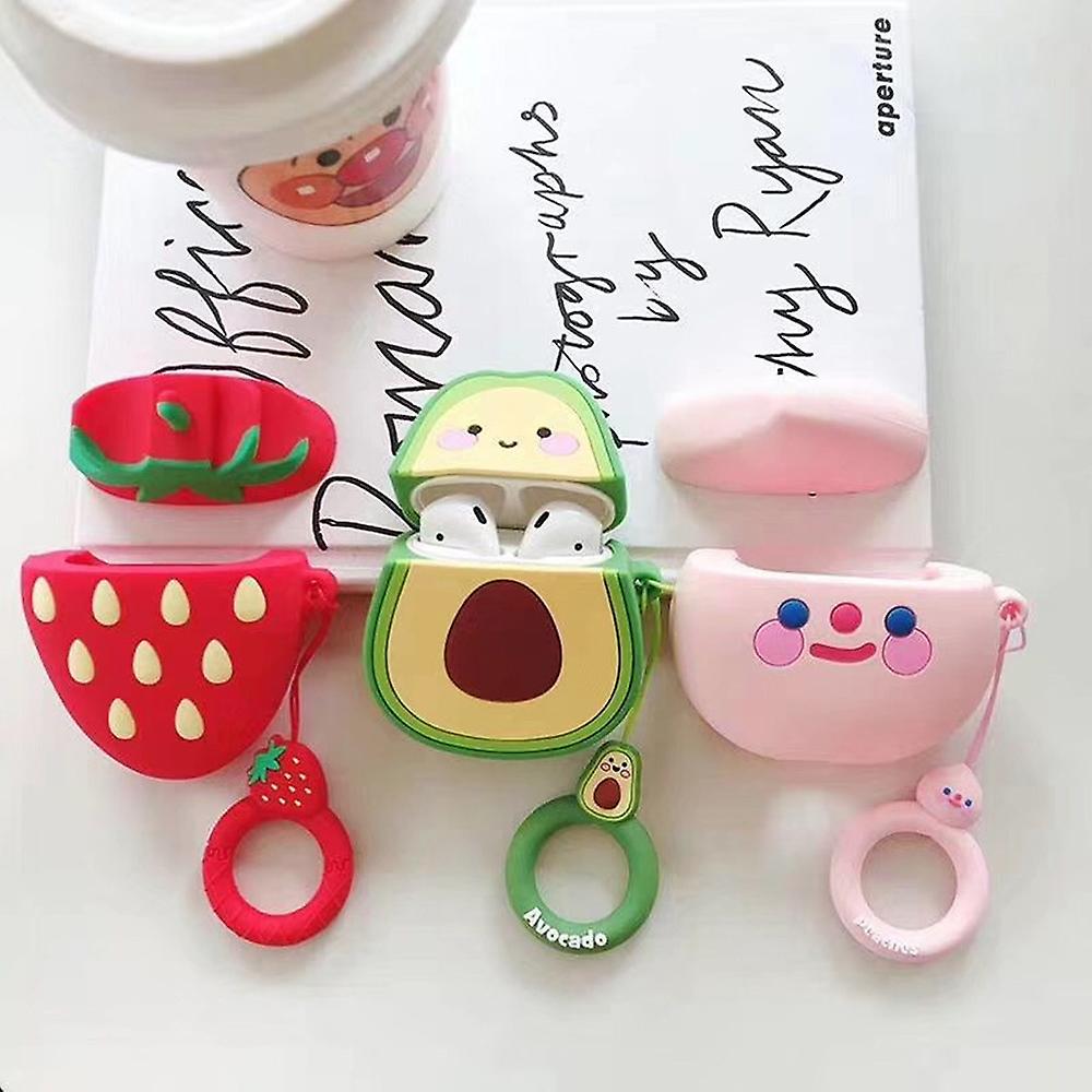 Portable Cute Cartoon 3d Fruit Series Avocado Clamshell-type Earphone Sleeve For 1/2 Generation Rechargeable Earphone  1