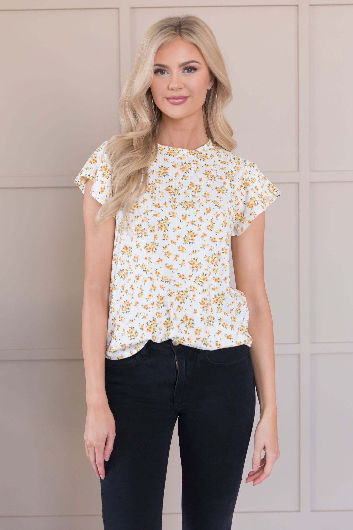 Listen To My Heart Modest Flutter Sleeve Top