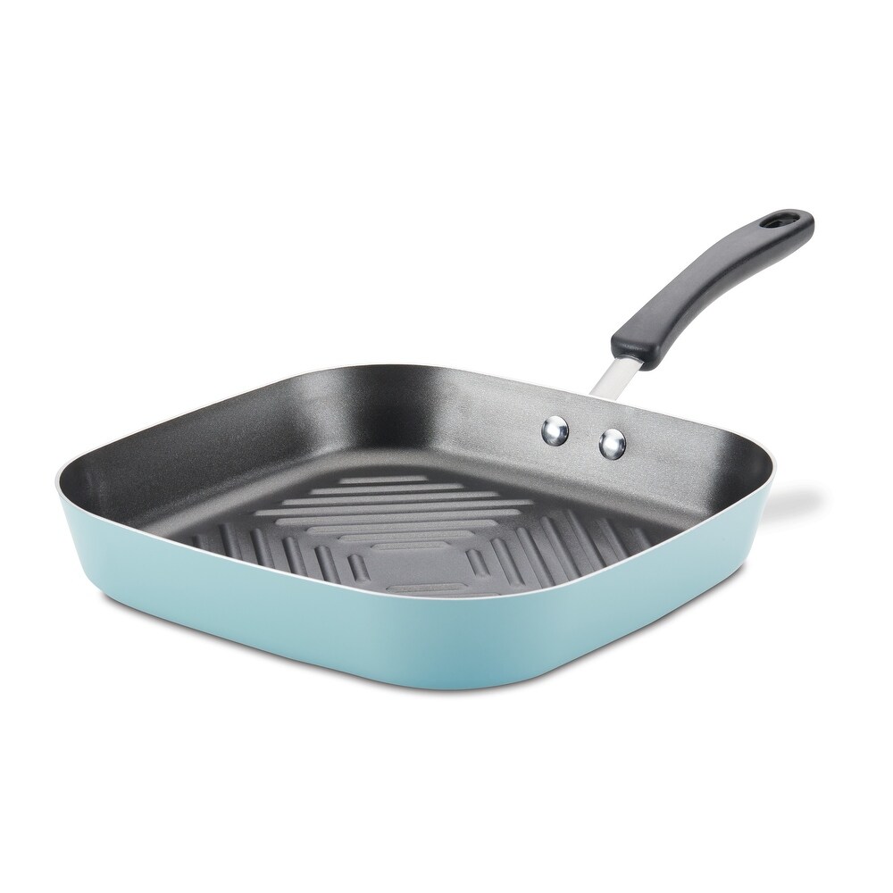 Farberware Cookstart Aluminum DiamondMax Nonstick Square Deep Grill Pan  11 Inch  Aqua