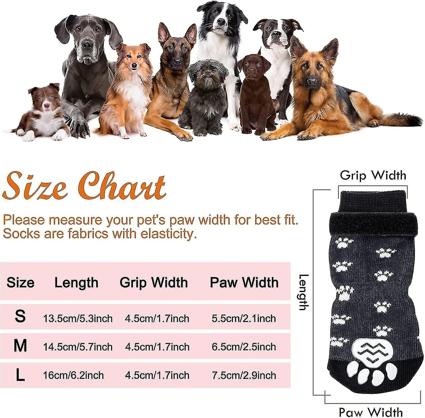 2 Pairs Anti Slip Dog Socks， Dog Grip Socks With Straps Traction Control For Indoor On Hardwood Floor Wear