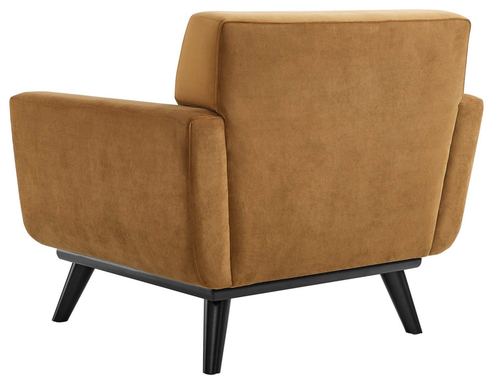 Armchair Accent Chair  Brown  Velvet  Modern  Mid Century Hotel Lounge Cafe   Midcentury   Armchairs And Accent Chairs   by House Bound  Houzz