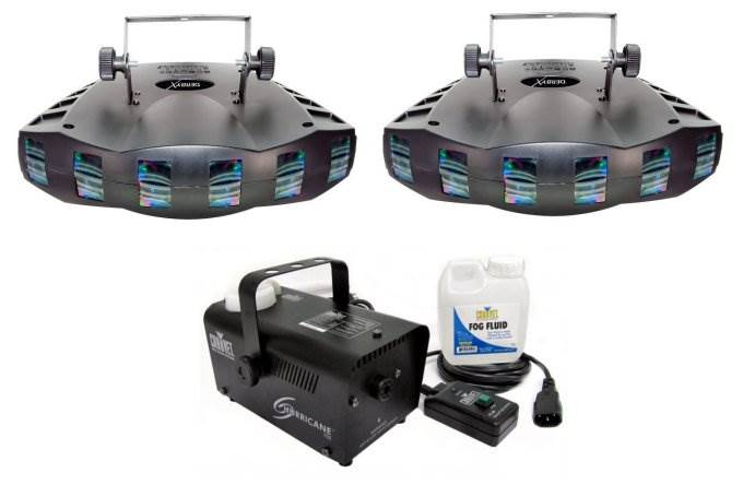 (2) CHAUVET DERBY X LED RGB DMX Pro DJ Club Lights Effect + H700 Fog Machine