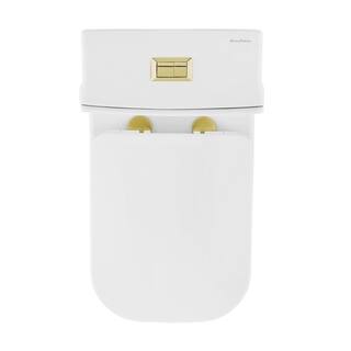 Swiss Madison Concorde 1-piece 1.11.6 GPF Dual Flush Square Toilet in Glossy White with Brushed Gold Hardware Seat Included SM-1T106HG