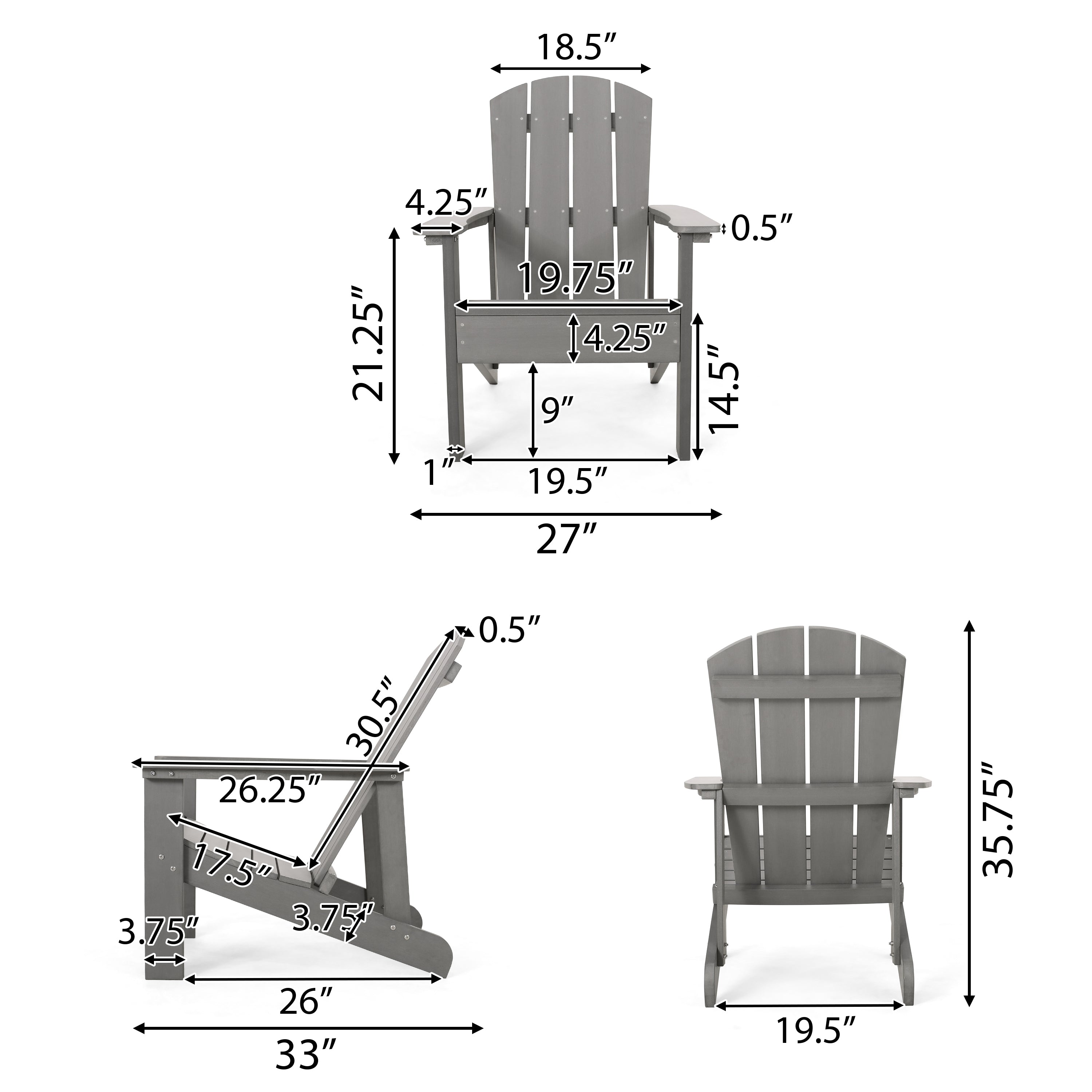 Anastasija Outdoor Faux Wood Adirondack Chair