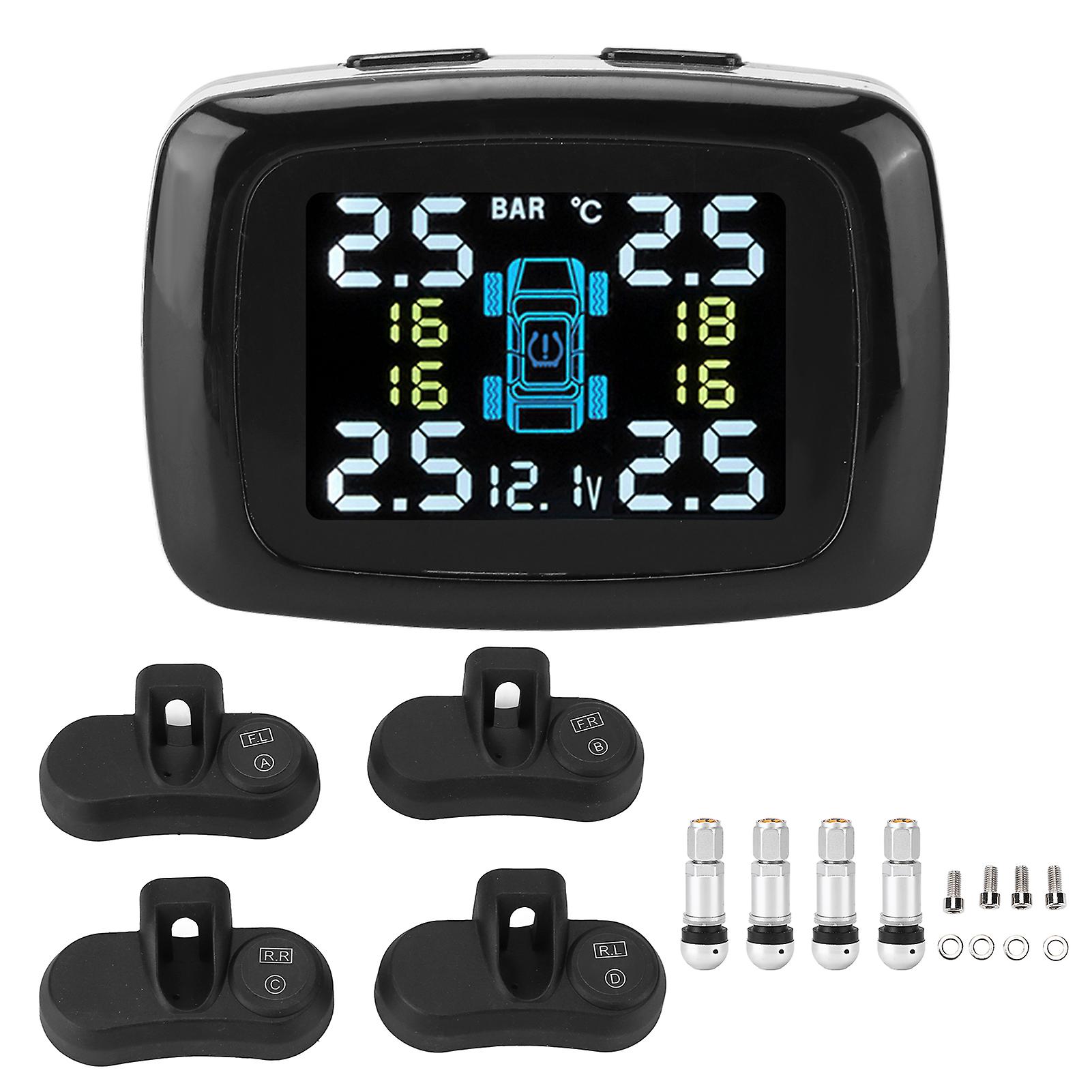 Smart Tpms Cigarette Lighter Tire Pressure Monitoring Alarm System With 4 Internal Sensors