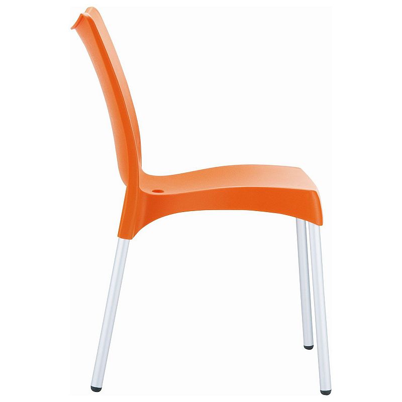 33.25 Orange and White Stackable Outdoor Patio Dining Chair