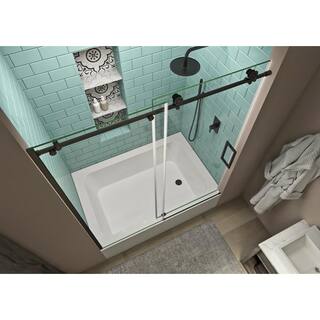 Aston Coraline XL 56 - 60 in. x 70 in. Frameless Sliding Tub Door with StarCast Clear Glass in Matte Black Right Opening TDR984EZ.UC-MB-6070-R