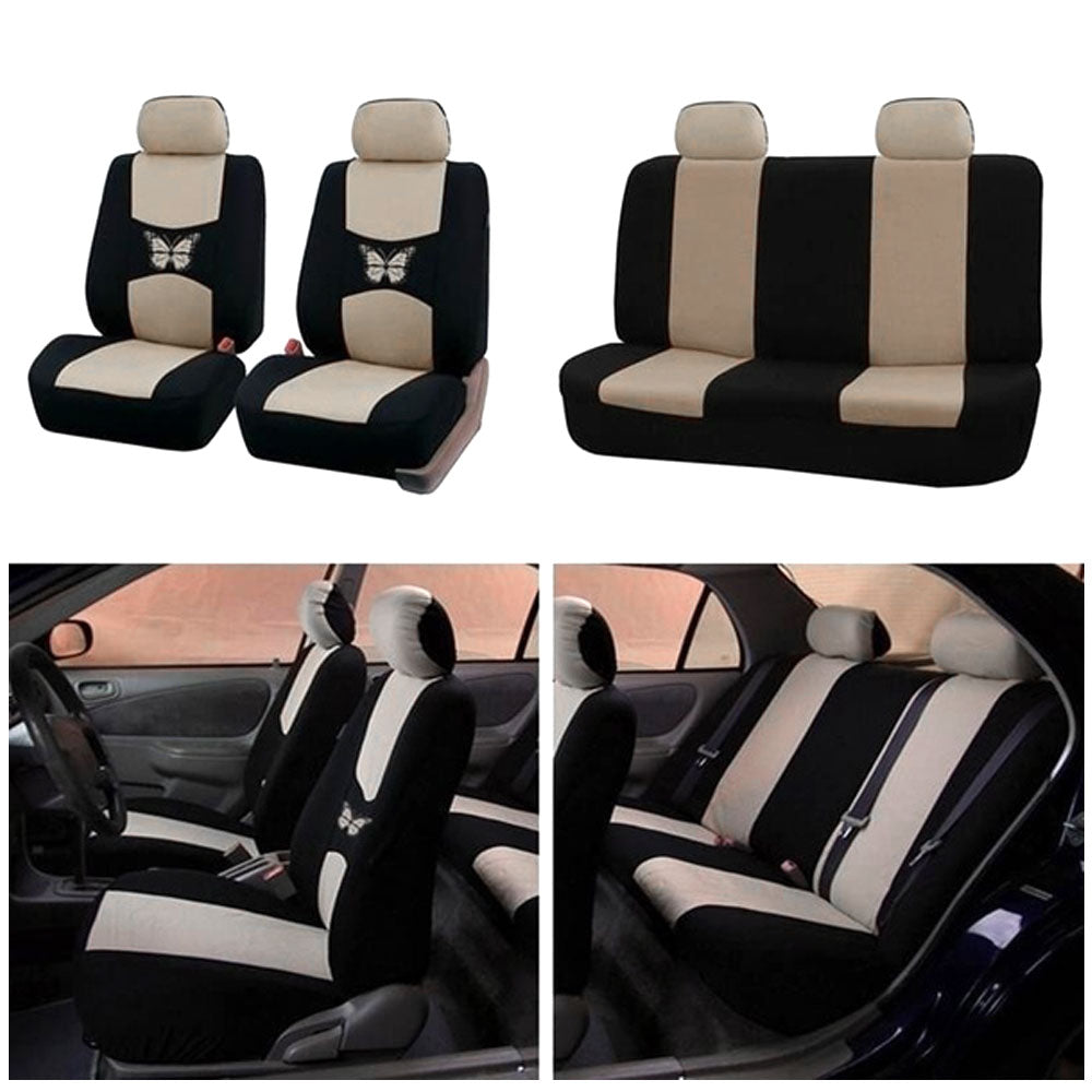 Style That Baby 9Piece Set Car Seat Covers， Protector Full Set Front and Rear Universal， Resistant Removable and Washable Car Seat Covers Full Set for Protecting Car Seat- Butterfly Beige