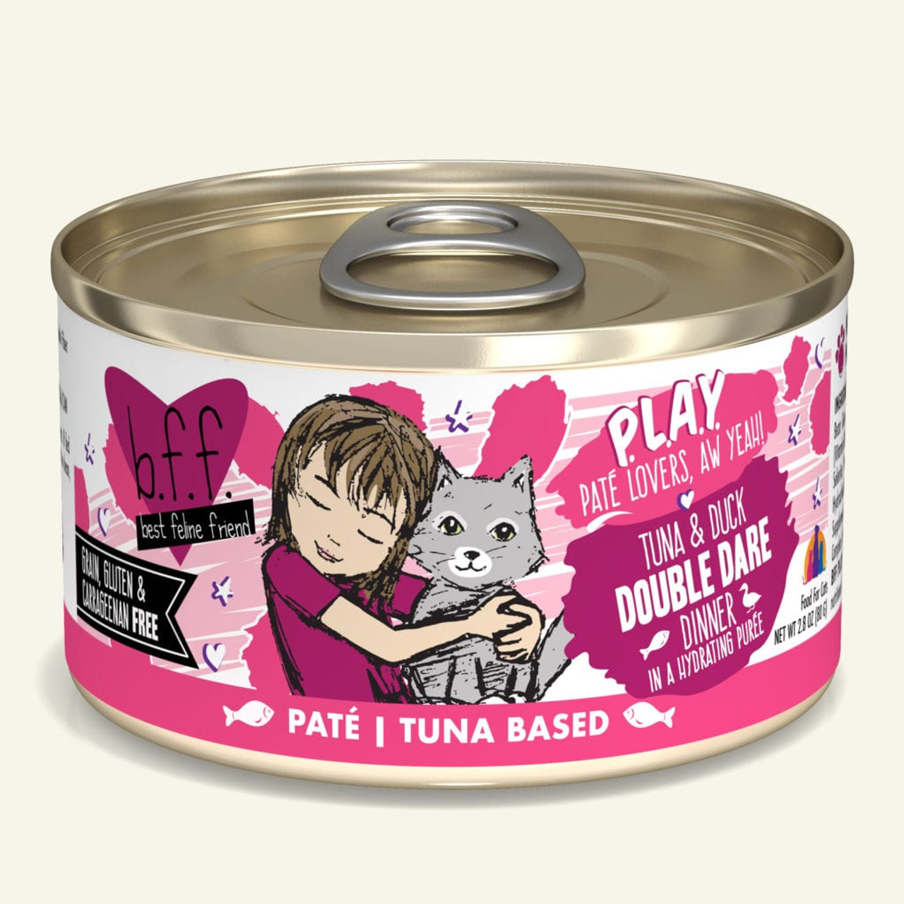 Weruva BFF Play Double Dare  Tuna and Duck Canned Cat Food， 2.8 Oz.