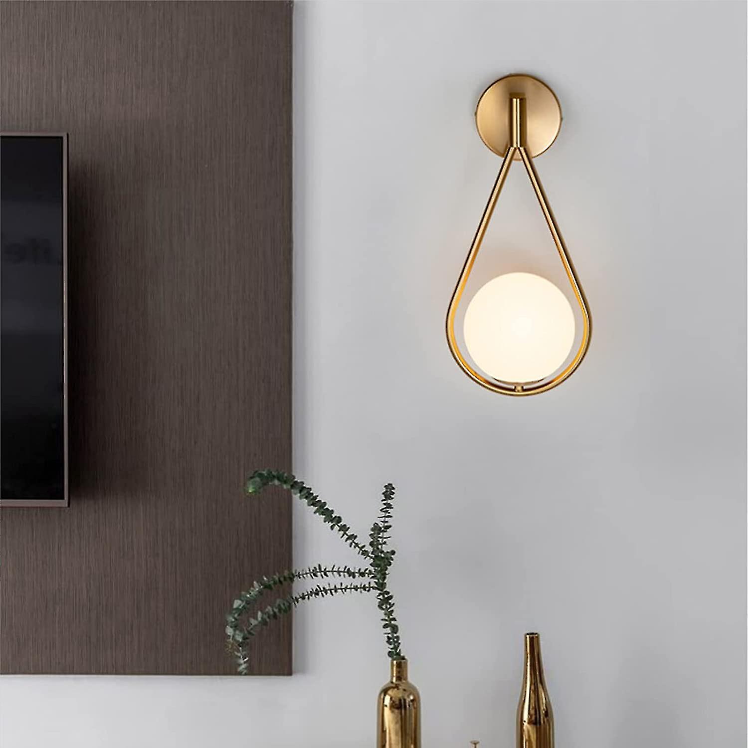 Led Wall Sconce Modern Indoor Industrial Retro，glass，round Ball，metal E27[energy Class A+++]bronze