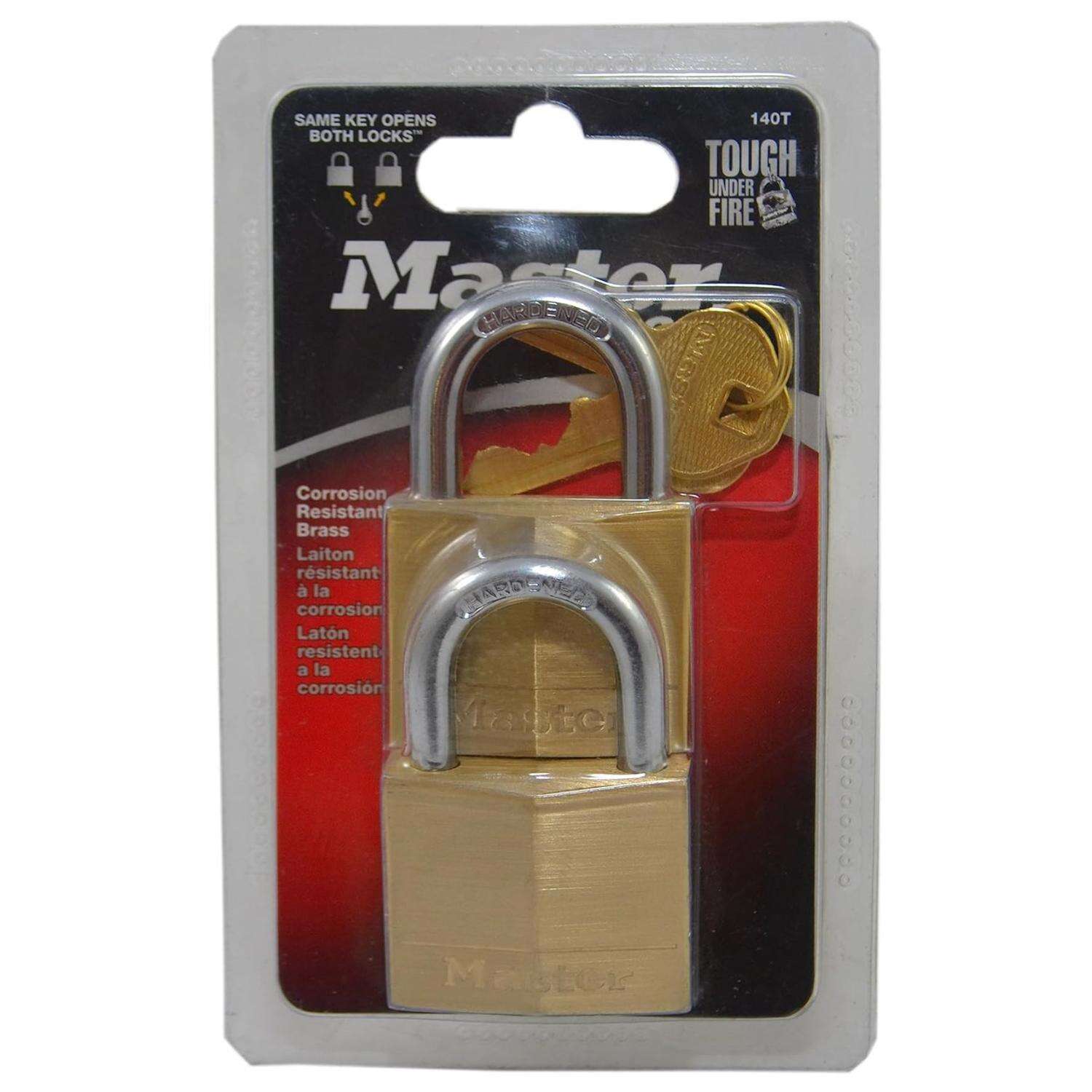 Master Lock 1-1/4 in. H X 5/16 in. W X 1-9/16 in. L Brass 4-Pin Tumbler Padlock Keyed Alike