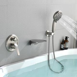 Nestfair Single-Handle Wall Mount Roman Tub Faucet with Hand Shower in Brushed Nickel SMD8026N