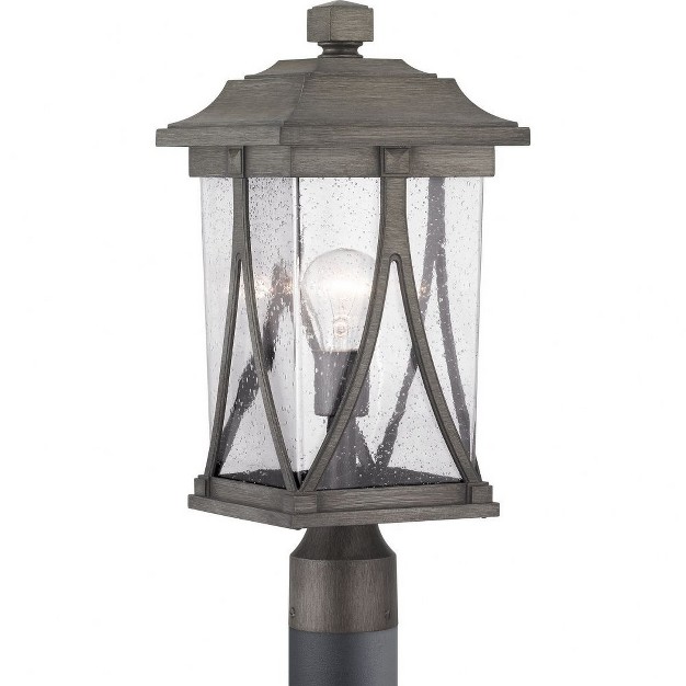 Progress Lighting Abbott 1 light Outdoor Antique Pewter Post Lantern With Clear Seeded Glass Shade