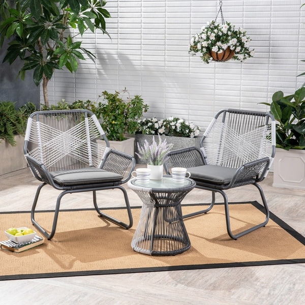 Milan Outdoor 3pc. Wicker Chat Set by Christopher Knight Home