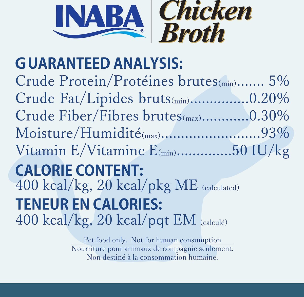 Inaba Chicken Broth Chicken Recipe Grain-Free Cat Food Topper， 1.76-oz pouch