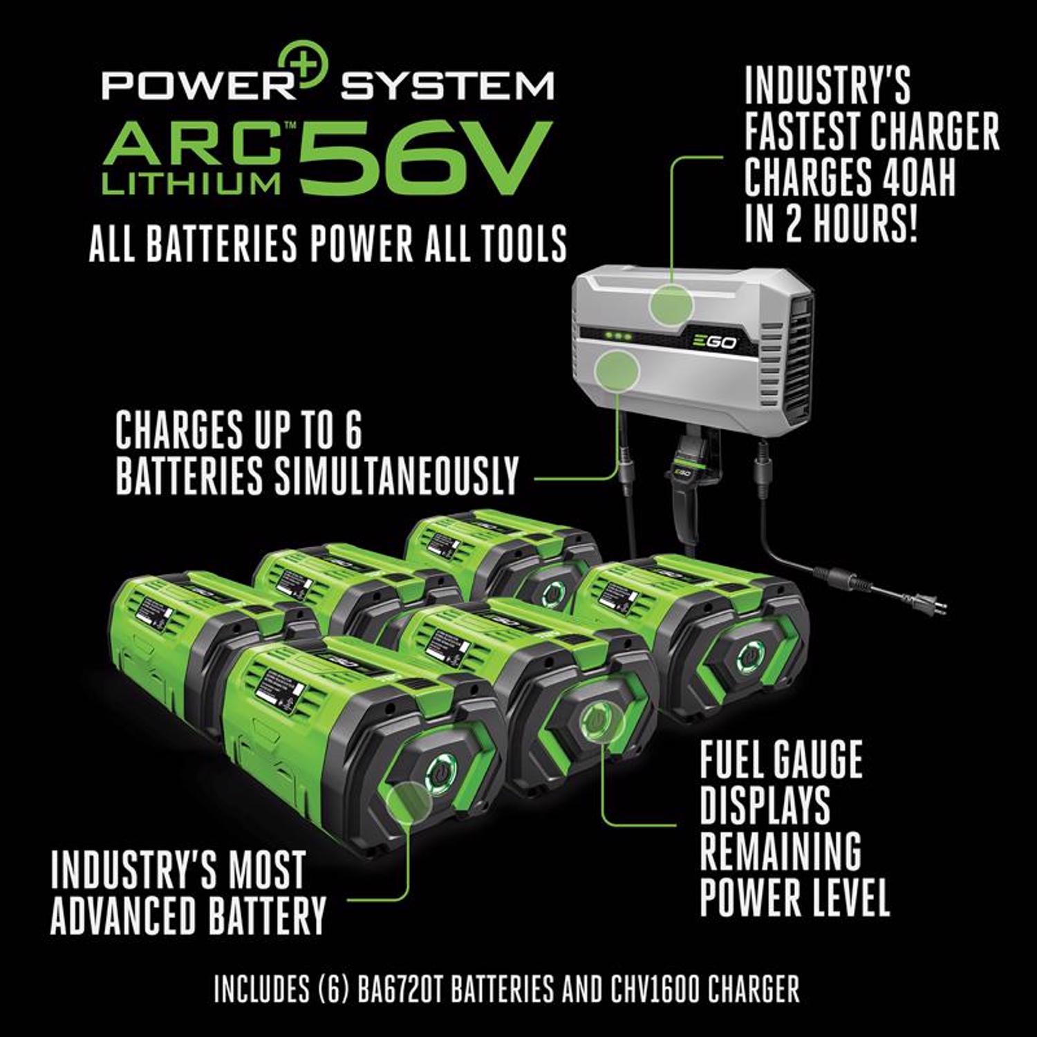 EGO Power+ Z6 ZT5207L 52 in. 56 V Battery Zero Turn Riding Mower Kit (Battery \u0026 Charger) W/ SIX 12.0 AH BATTERIES