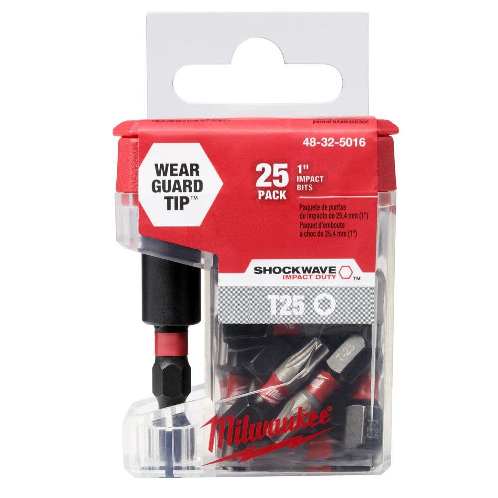 Milwaukee SHOCKWAVE Impact T25 Insert Bits with Bit Holder 25PK 48-32-5016 from Milwaukee