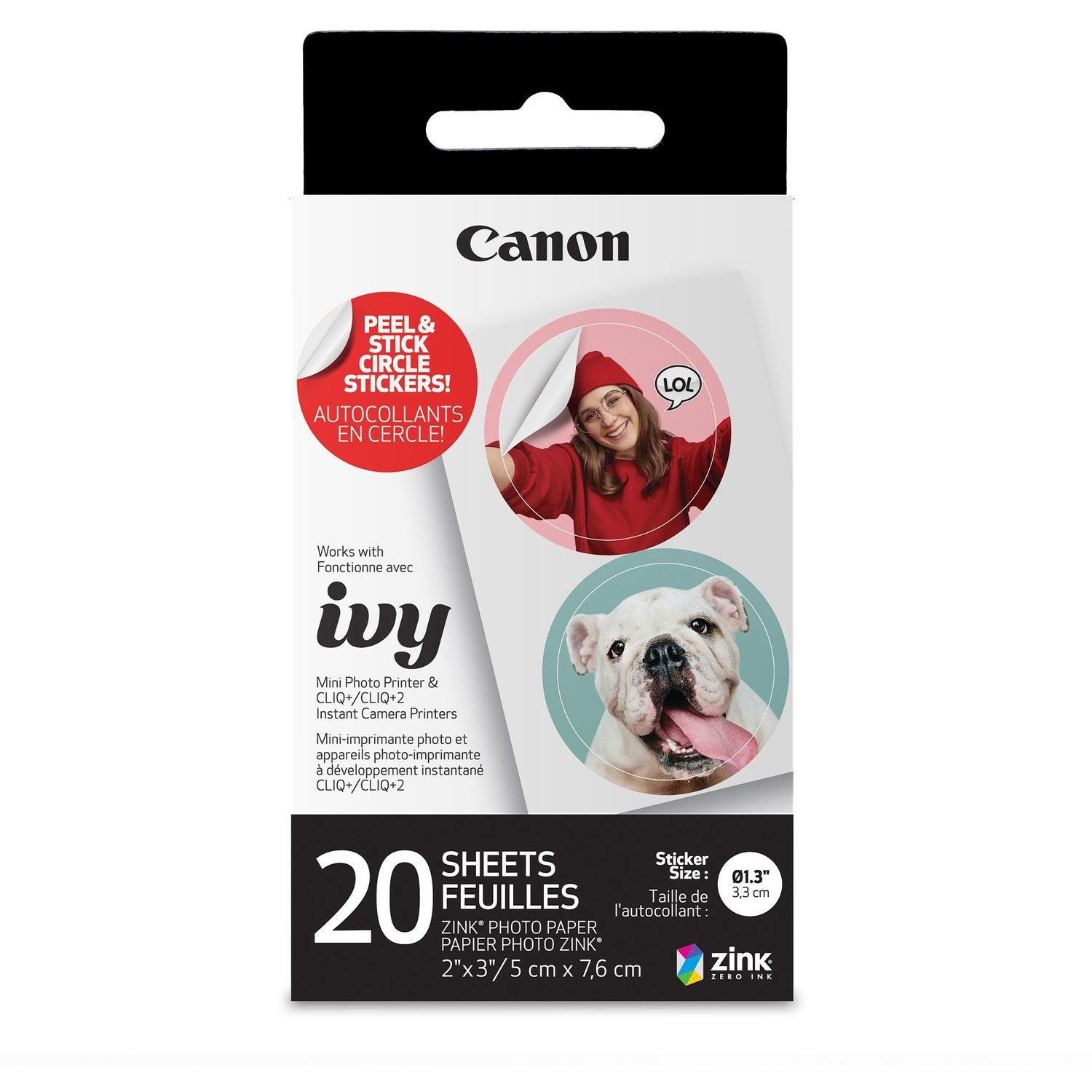 Zero Ink (ZINK) Photo Paper - White by Canon， Inc CNMZINCCIRCLE20