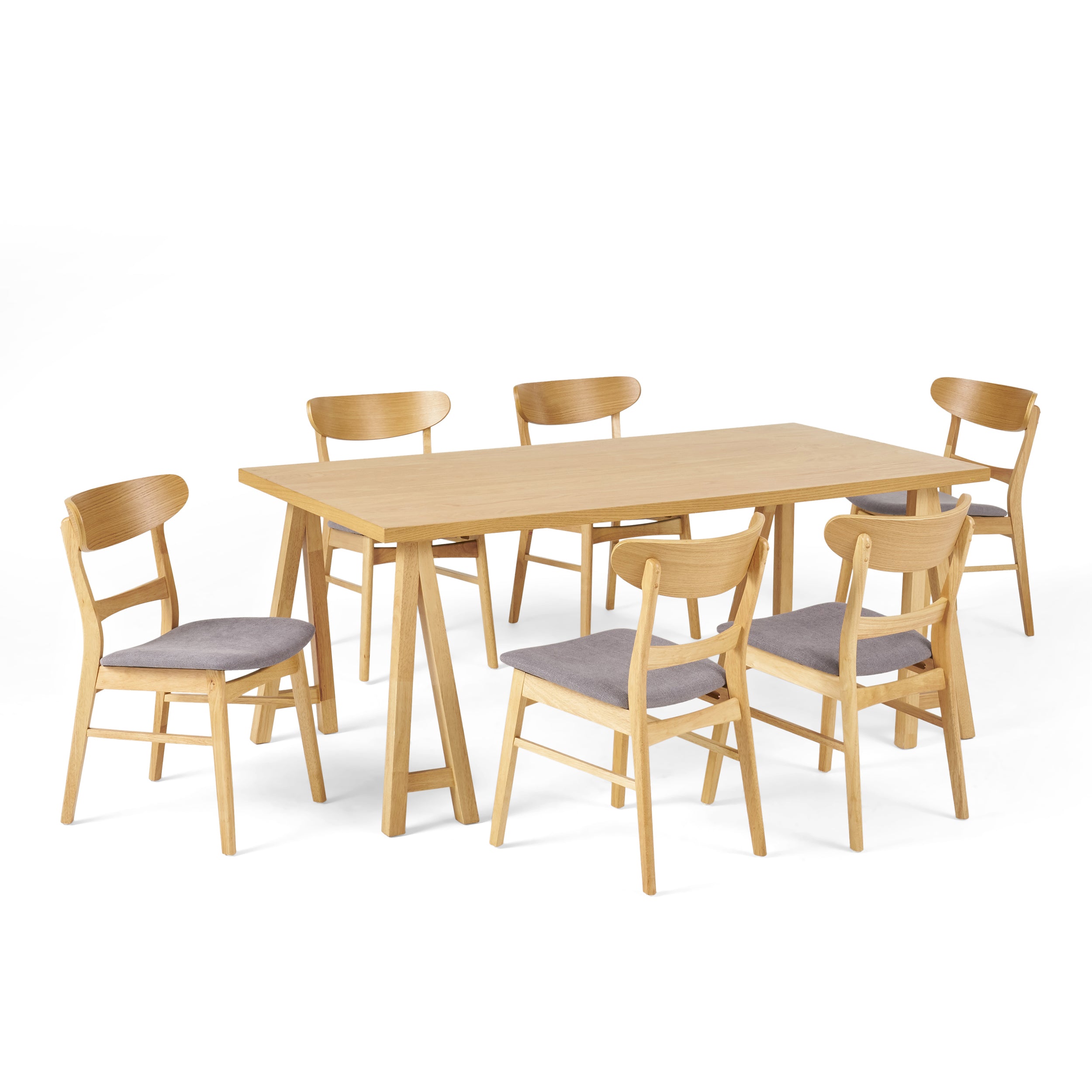 Randal Mid-Century Modern 7 Piece Dining Set