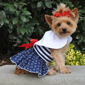 Doggie Design Nautical Dog Dress with Matching Leash andndash; Pet Empire and Supplies