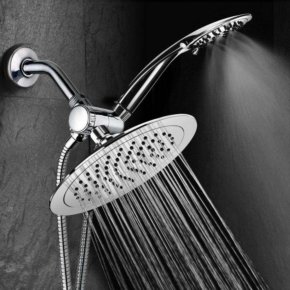 5-spray 8 in. Dual Shower Head and Handheld Shower Head with Waterfall in chrome 21442