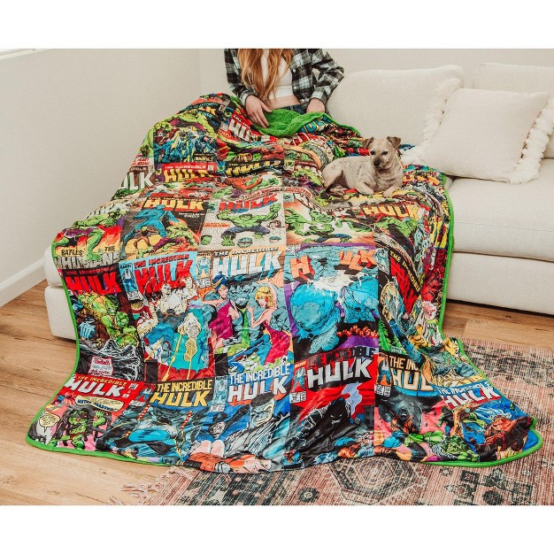 Surreal Entertainment Marvel Incredible Hulk Comic Books Oversized Throw Blanket 8 Feet Long