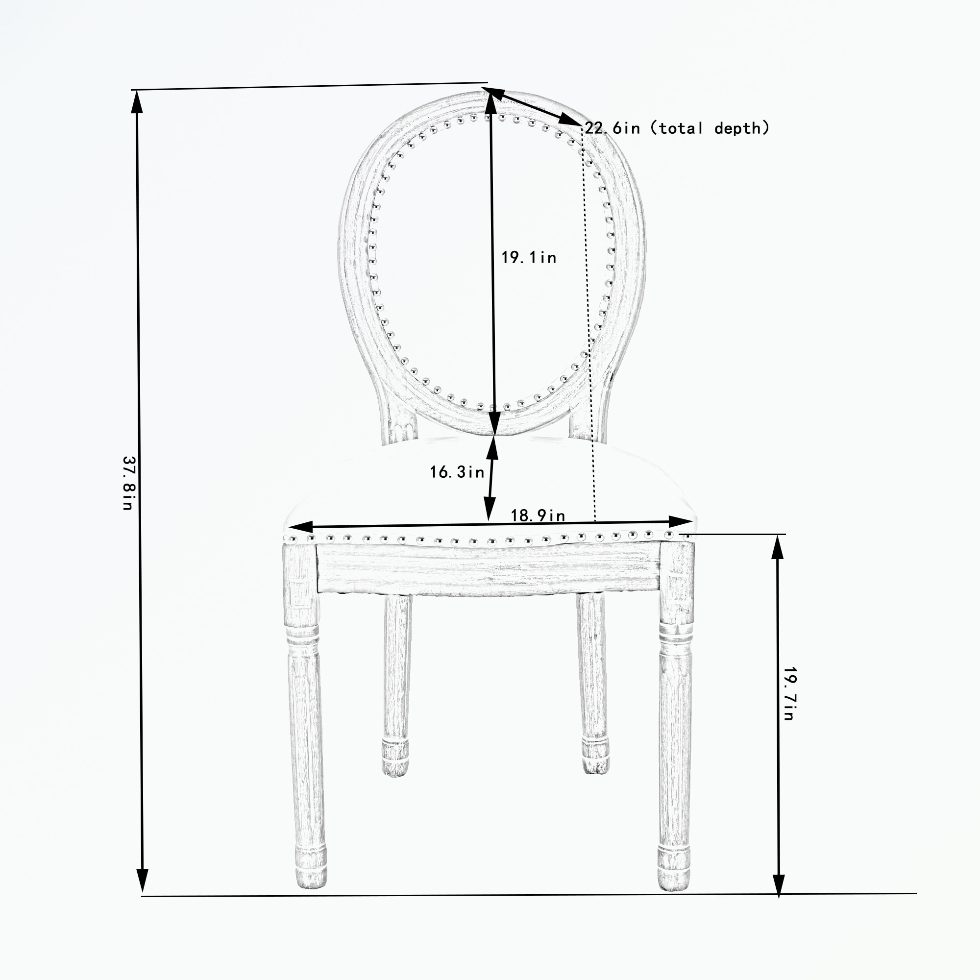 Upholstered French Dining Chair with rubber legs