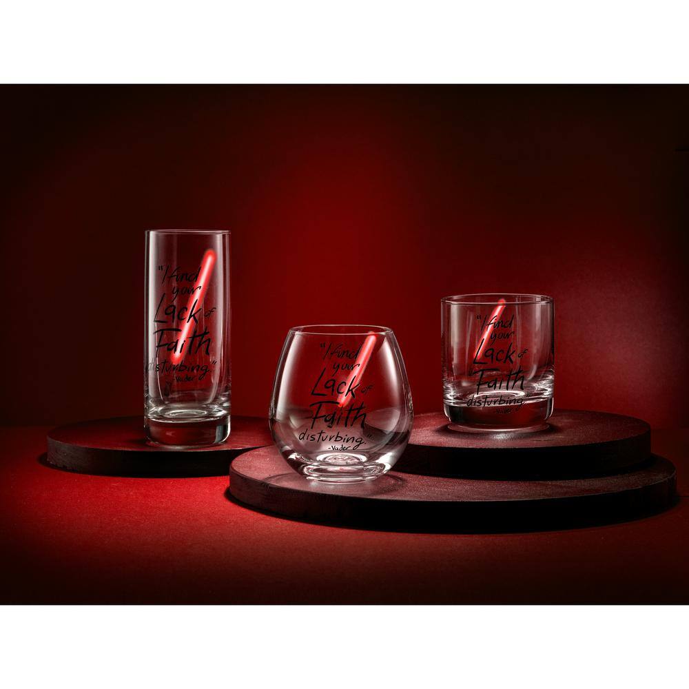 JoyJolt Star Wars New Hope Darth Vader Red Lightsaber 10 oz. Short Drinking Glass (Set of 2) JSW10816