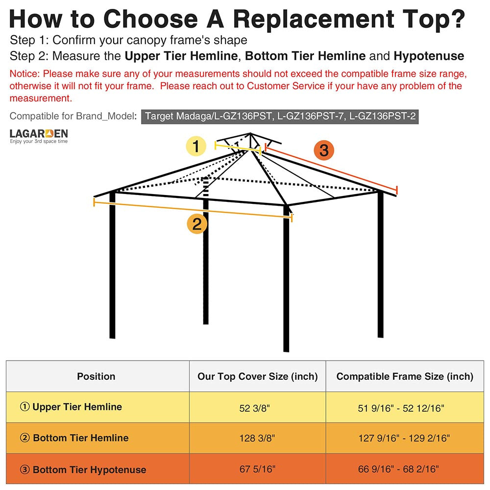 Yescom 10' x 10' Gazebo Canopy Replacement Top 2-Tier CPAI-84