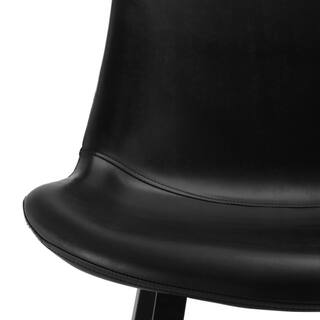 cozyman 35 in. H Black 24 in. Low Back Metal Frame Cushioned Counter Height Bar Stool with Faux Leather seat (Set of 4) LB22CH0027-300