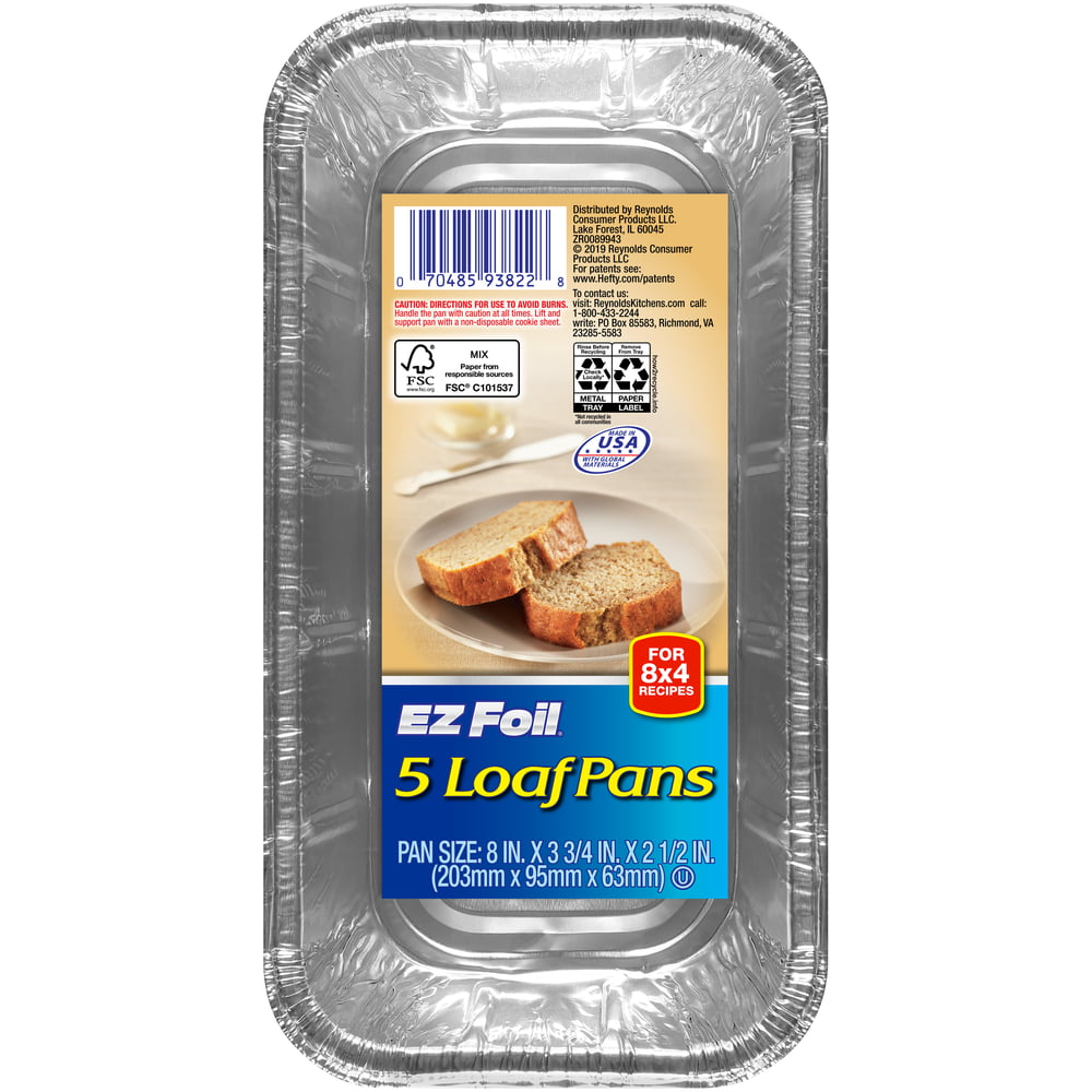 EZ Aluminum Foil Loaf Pans with Lids, Medium, 8 x 4 inch, 5 Count