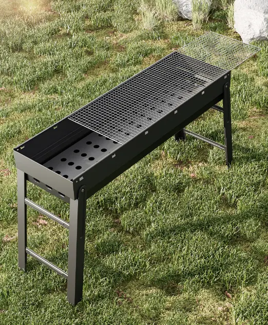 Camping Barbecue Charcoal Grill Portable Folding Lightweight BBQ Grill Outdoor Stainless Steel Smoker Grill with Remove Net